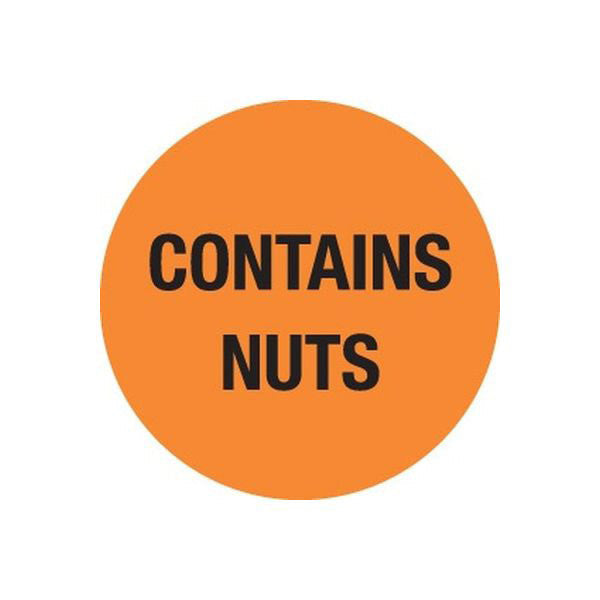 Food Rotation Label (Removable) 24mm Round Ð Contains Nuts Ð 1000/Roll