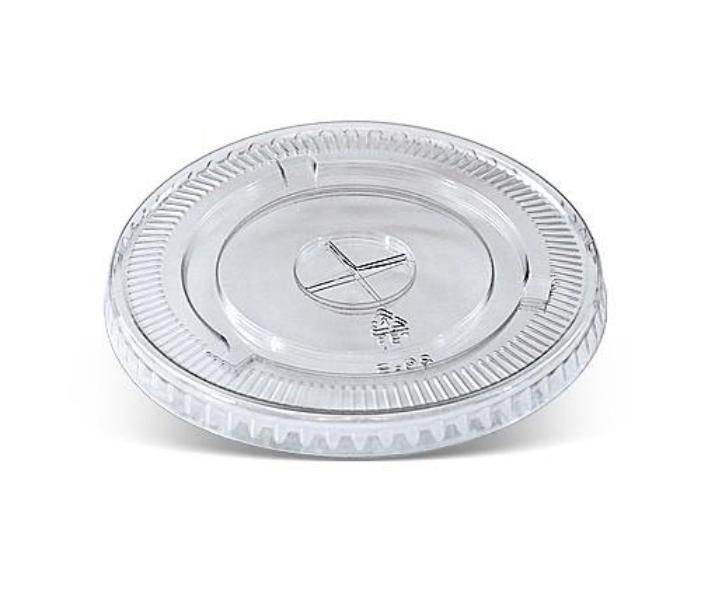PET 98mm Clear Cold Drink Plastic Cup Flat Lids with X-Slot - 1000pcs