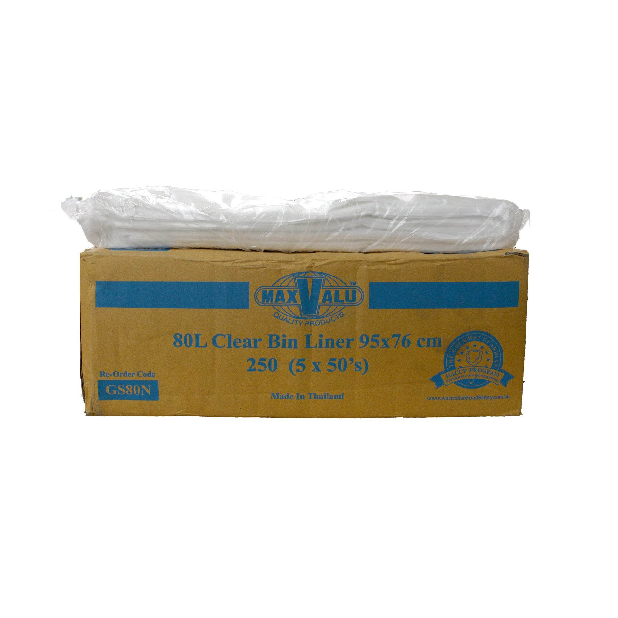 80L Clear Recycled Garbage Bags - 250 Bags