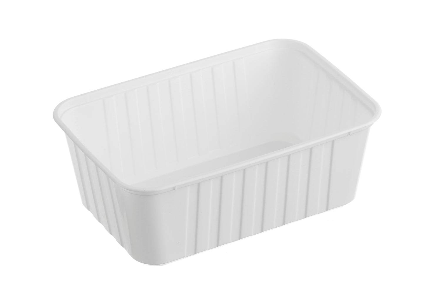 1000ml Ribbed Rectangular Container White 500pcs/ctn