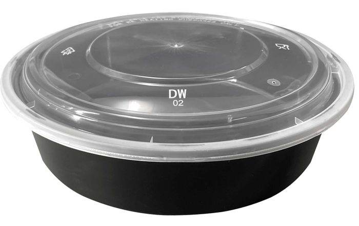 2000ml Takeaway Round Black Container w/t Lid 90 Sets
