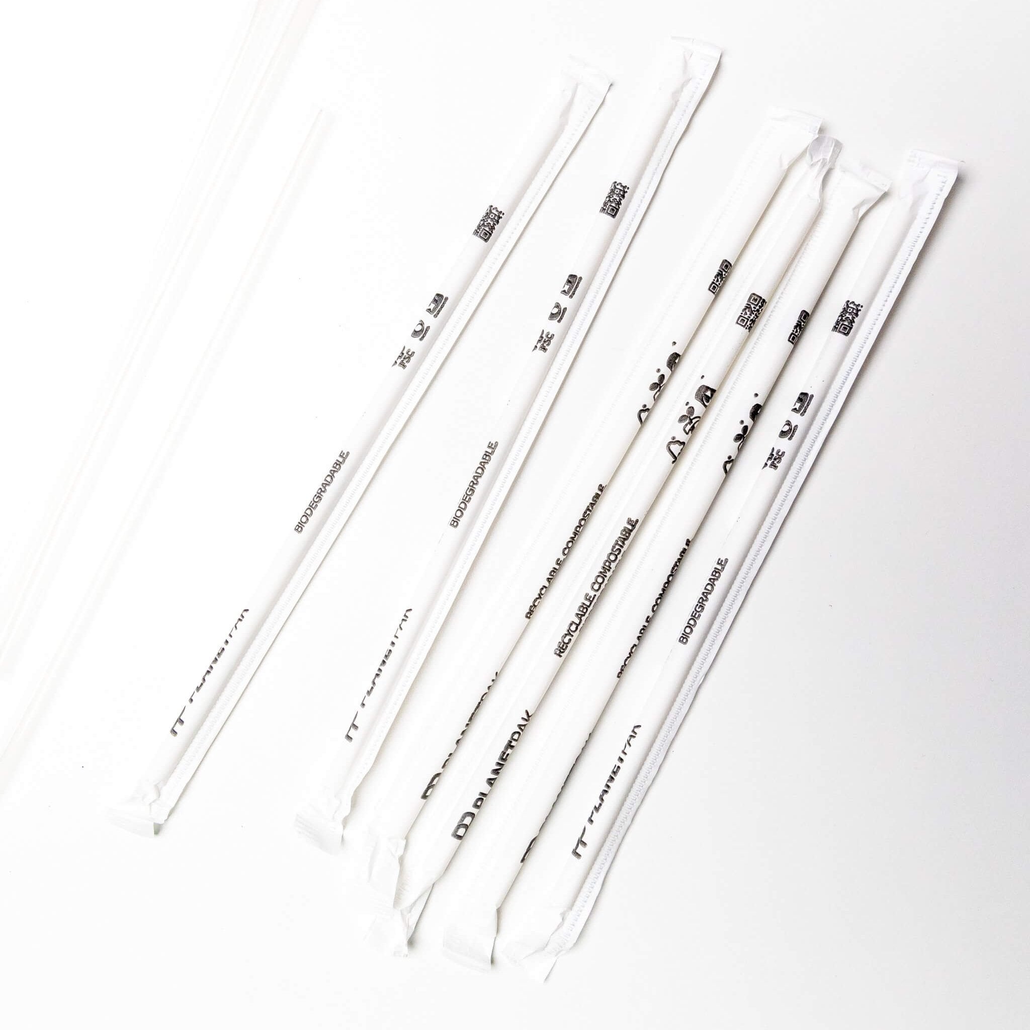 Compostable Jumbo Wrapped Straws 7.62mm x 197mm Ð Individually Wrapped (Carton of 1,200)