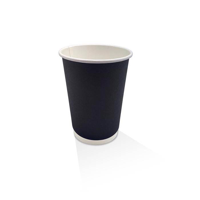 12oz PE Coated Double Wall Paper Coffee Cup/Black 500pc