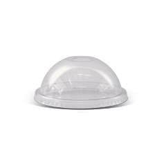 PET 78mm Clear Cold Drink Plastic Cup Dome Lid with Die-Cut Hole - 1000pcs