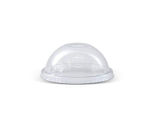 PET 90mm Clear Cold Drink Plastic Cup Dome Lid with Die-Cut Hole - 1000pcs