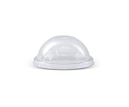 PET 98mm Clear Cold Drink Plastic Cup Dome Lid with Die-Cut Hole - 1000pcs