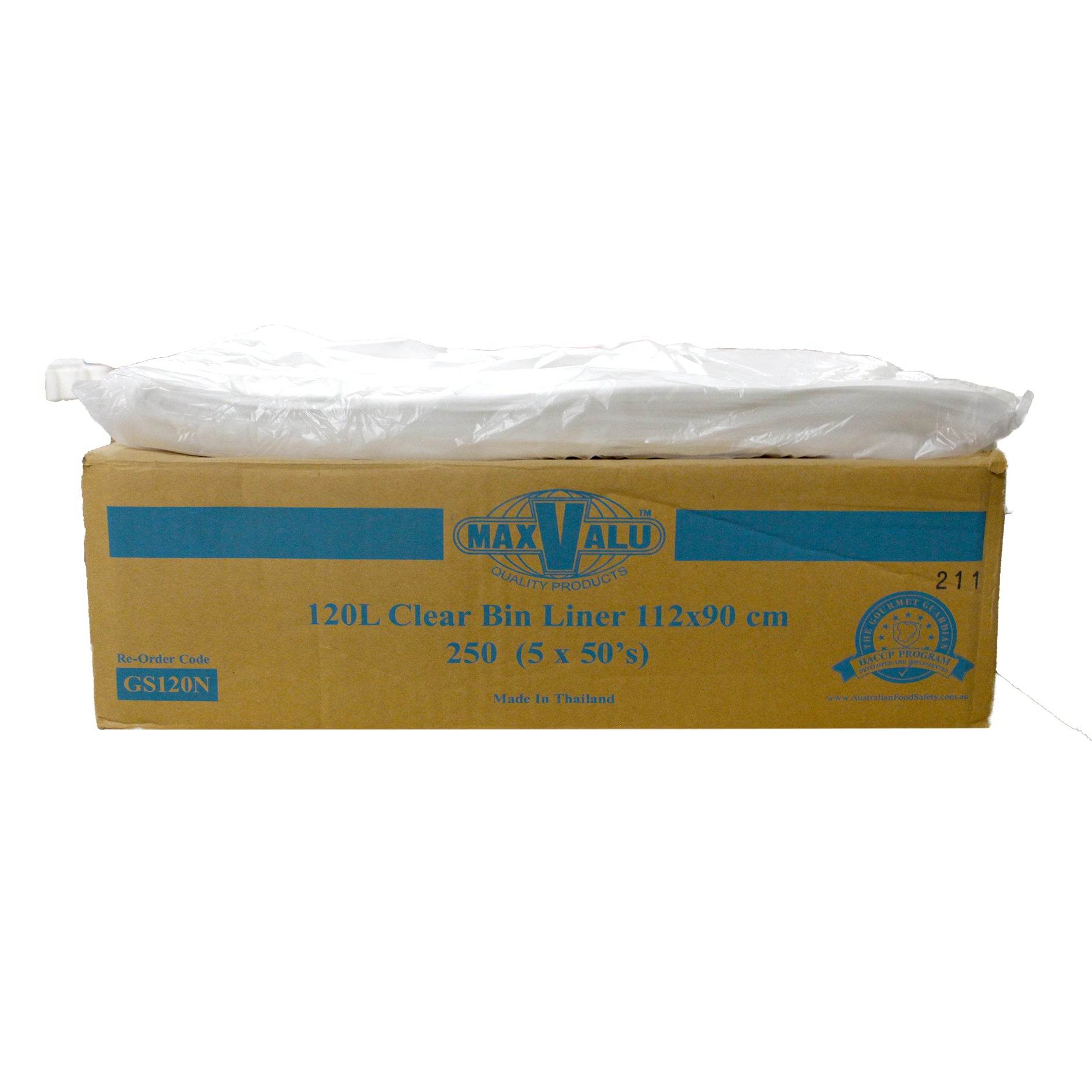 120L Clear Recycled Garbage Bags  - 250 Bags