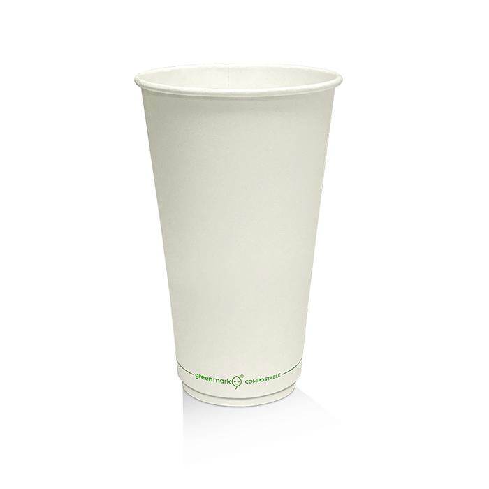 16oz PLA Coated Double Wall Cup 80mm/White 500pc