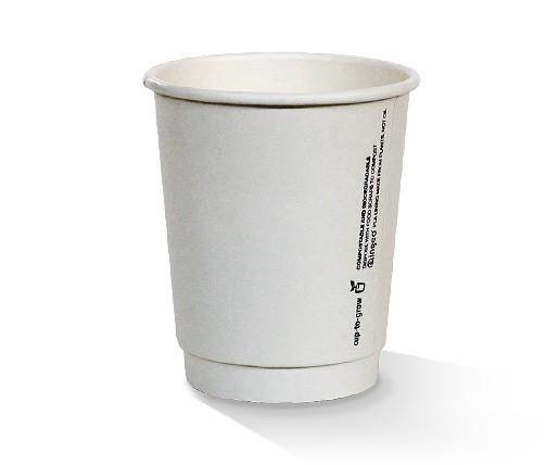 8oz PLA Coated Double Wall Cup 80mm/White 500pc