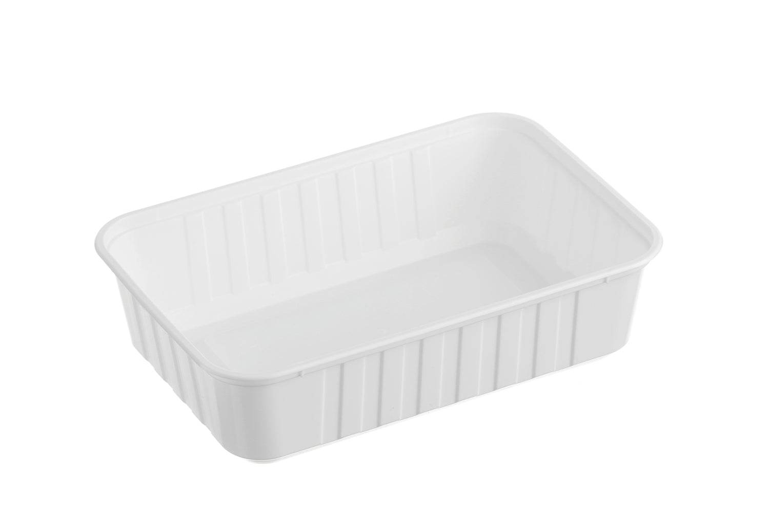 680ml Ribbed Rectangular Container White 500pcs/ctn