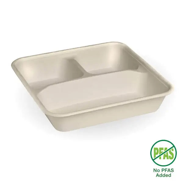 BioPak 3-Compartment Large Natural Takeaway Base 300pc