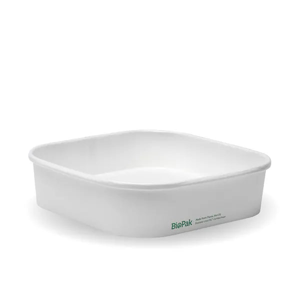 BioPak 750ml White Square Takeaway Base 300pc