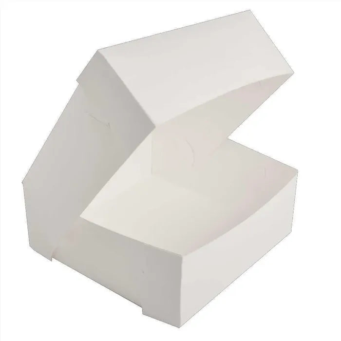 Milk Board Cake Box with Hinged Lid 9x9x4" | 100pc/pk